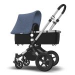 Bugaboo Cameleon 3 Plus mit alufarbenem Rahmen, schwarzem Bezug für die Babywanne und Verdeck in Blue Melange Bugaboo Cameleon 3 Plus mit alufarbenem Rahmen, schwarzem Bezug für die Babywanne und Verdeck in Blue Melange