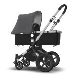 Bugaboo Cameleon 3 Plus mit alufarbenem Rahmen, schwarzem Bezug für die Babywanne und Verdeck in Grey Melange Bugaboo Cameleon 3 Plus mit alufarbenem Rahmen, schwarzem Bezug für die Babywanne und Verdeck in Grey Melange
