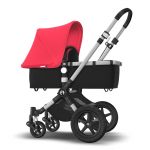 Bugaboo Cameleon 3 Plus mit alufarbenem Rahmen, schwarzem Bezug für die Babywanne und Verdeck in Neon Red Bugaboo Cameleon 3 Plus mit alufarbenem Rahmen, schwarzem Bezug für die Babywanne und Verdeck in Neon Red