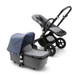 Bugaboo Cameleon 3 Plus mit Sitzbezug in Grey Melange und Verdeck in Blue Melange - Rahmenfarbe Schwarz Bugaboo Cameleon 3 Plus mit Sitzbezug in Grey Melange und Verdeck in Blue Melange - Rahmenfarbe Schwarz